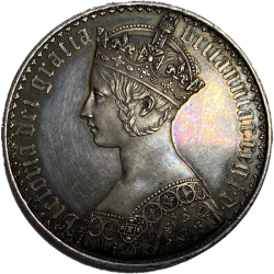 自然光、室内照明での写真を追加 1847年 英国 ゴチッククラウン UNDECIMO 銀貨