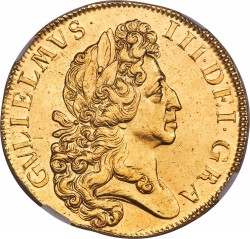 1701 英国 ウィリアム3世 5ギニー金貨 NGC MS60
