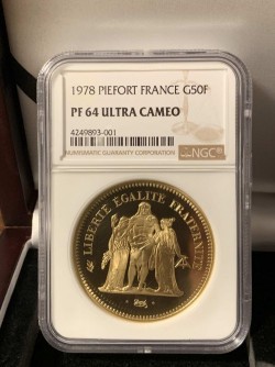 1978年 フランス G50F ピエフォー大型金貨 NGC PF64 Ultra Cameo