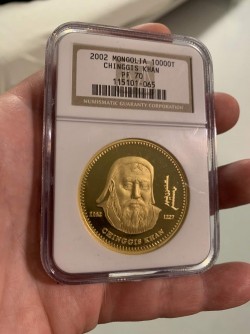 2002年モンゴルチンギス・ハーン10000トゥグルグ金貨