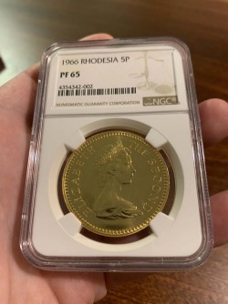 今はなき国 ローデシア金貨 1966年 ローデシア 5ポンドプルーフ金貨 NGC PF65