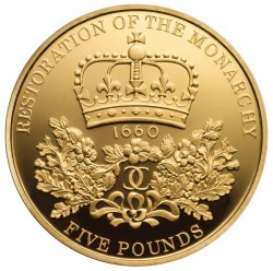 写真を追加しました！2010年 英国 王政復活350年記念5ポンドプルーフ金貨 