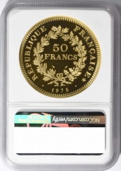 発行わずか74枚 1975年 フランス 50フラン ヘラクレス立像 ピエフォー金貨 NGC PF65 Ultra Cameo