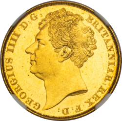 NGC 単独一位  プルーフライク1823年 英国 ジョージ4世2ポンド金貨 NGC MS63+ PL（プルーフライク）