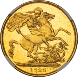 NGC 単独一位  プルーフライク1823年 英国 ジョージ4世2ポンド金貨 NGC MS63+ PL（プルーフライク）