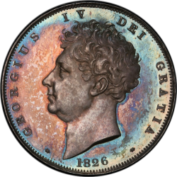 1826年 英国 ジョージ4世 プルーフクラウン銀貨 PCGS PR65