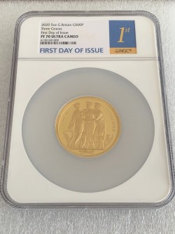 First Day Issueは14枚のみ 2020年 英国 スリーグレイセス5オンスプルーフ金貨 NGC PF70UC First Day of Issue (FDI)