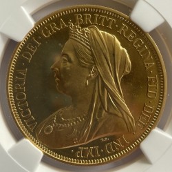650万円をきる価格 1893年 英国 ヴィクトリア オールドヘッド 5ポンドプルーフ金貨 NGC PR62 CAMEO