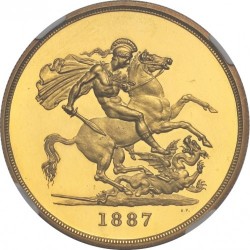 1887年イギリス ヴィクトリア女王 ジュビリー 5ポンドプルーフ金貨 NGC PF63 Ultra Cameo 1887年イギリス ヴィクトリア女王 ジュビリー 5ポンドプルーフ金貨 NGC PF63 Ultra Cameo