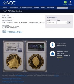 発行わずか50枚のみ 2021年 英国 ブリタニアとライオン 2オンスプルーフ金貨 NGC PF70UC First Releases