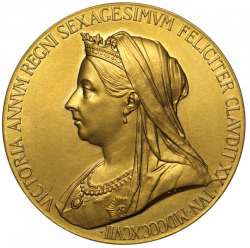 鑑定なし（UNC）1897年英国ヴィクトリア女王ダイアモンド・ジュビリー大型ゴールドメダル