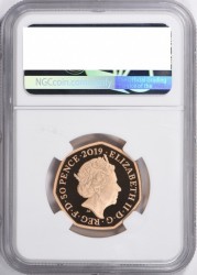 50ペンス硬貨発行50周年記念  限定300枚 2019年 英国 ピエフォー 1オンスプルーフ金貨 NGC PF69UC