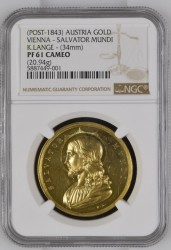 1843年以降 (Post 1843) オーストリア ウィーン サルバトール ムンディ 6ダカット(20.94g)  NGC PF61 CAMEO