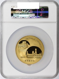 <font color=red>SALE</font>  発行100枚のみ 2014年中国パンダ5オンスゴールドメダル スミソニアン協会コラボ NGC PF70 Ultra Cameo