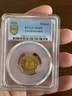 1931年 チェコスロバキア ダカット金貨 PCGS MS65