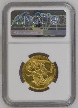  単年発行 1823年 英国 ジョージ4世2ポンド金貨 NGC MS62PL (プルーフライク）
