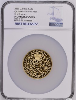PF70UC FRは23枚のみ 2021年 英国 エリザベス二世95歳記念 5オンスプルーフ金貨 NGC PF70UC First Releases
