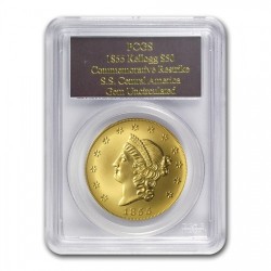 1855年 (2001年) Kellogg $50 S.S. Central America 大型金貨 PCGS (2.41オンス)
