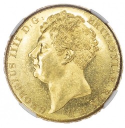 単年発行 1823年 英国 ジョージ4世2ポンド金貨  PCGS MS63