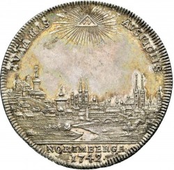 早い者勝ち 1742年 ドイツ ニュルンベルク ターラー 銀貨 都市景観 NGC MS63