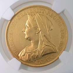 発行わずか773枚 1893年 英国 ヴィクトリア オールドヘッド 5ポンドプルーフ金貨 NGC PF61 CAMEO