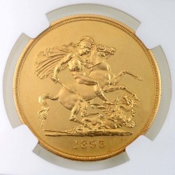 発行わずか773枚 1893年 英国 ヴィクトリア オールドヘッド 5ポンドプルーフ金貨 NGC PF61 CAMEO