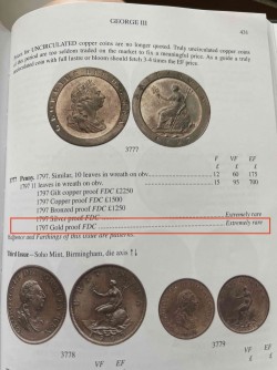 世界に2枚のみ R6 W&R-158 発行2枚 後期Sohoミント鋳造 1797年 英国 ジョージ3世 プルーフペニー金打ち（金貨）