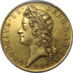 1729年 イギリス ジョージ二世 東インド会社 5ギニー金貨 PCGS AU58