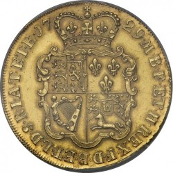 1729年 イギリス ジョージ二世 東インド会社 5ギニー金貨 PCGS AU58