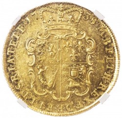 1738年 英国 ジョージ2世 2ギニー金貨 NGC MS62