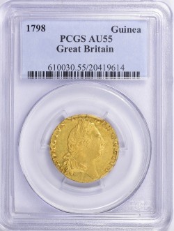 1798年 英国 ジョージ3世 ギニー金貨 PCGS AU55 1798年 英国 ジョージ3世 ギニー金貨 PCGS AU55