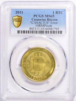 24時間 発行初年度 2011年 ビットコイン PCGS鑑定 Casascius 1 Bitcoin PCGS MS65