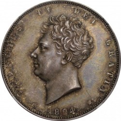 激レア Pattern プレーンエッジの鑑定コインはこの一枚 1824年 英国 ジョージ4世 パターン プレーンエッジ ハーフクラウン銀貨 NGC PF64
