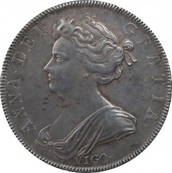 交渉して大幅値下げ！！1703年 英国 アン女王 ハーフクラウン銀貨 VIGO 