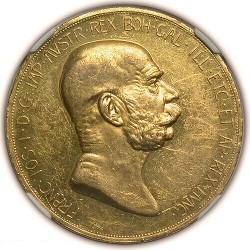 1908年 オーストリア 100コロナ金貨 雲上の女神 NGC PF60 1908年 オーストリア 100コロナ金貨 雲上の女神 NGC PF60