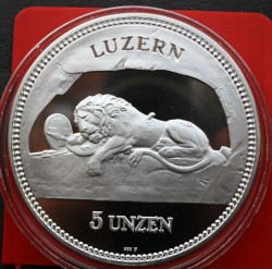 1988年 スイス 嘆きのライオン 5オンスプルーフ銀貨