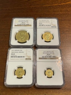 他店では1オンス金貨１枚で62万円 2015年 ウクライナ ミカエル大天使 金貨4枚セット NGC MS69