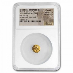 2350年前でCh. AUの素晴らしい一枚 359-336 BC 古代マケドニア王国 1/12 スターテル金貨 NGC Ch AU