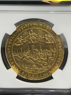 即発送 MS62が1150万円 1640年 ドイツ バイエルン マキシミリアン1世 5ダカット金貨 Date Above NGC MS61