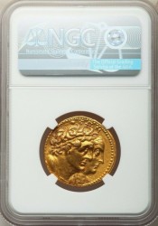 27.64グラムの古代大型金貨 紀元前 285-246年 古代エジプト プトレマイオス王国 オクトドラクマ金貨 NGC Ch XF 27.64グラムの古代大型金貨 紀元前 285-246年 古代エジプト プトレマイオス王国 オクトドラクマ金貨 NGC Ch XF