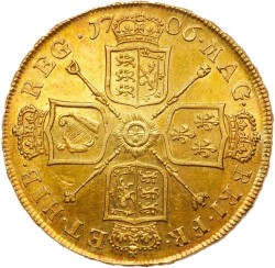 鑑定なし（UNC）1706年 イギリス アン女王 5ギニー金貨