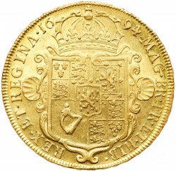 美しい状態 1694年 英国 ウィリアム＆メアリー 5ギニー金貨 PCGS AU Details - Rim Repaired