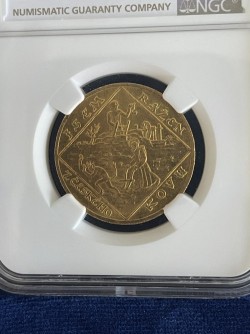 こっそりありえないほどの大幅割引 即発送 NGC, PCGS合わせても24番目の一枚 1928年 チェコスロバキア 4ダカット金貨 NGC MS64