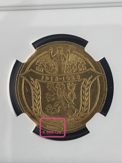 こっそりありえないほどの大幅割引 即発送 NGC, PCGS合わせても24番目の一枚 1928年 チェコスロバキア 4ダカット金貨 NGC MS64