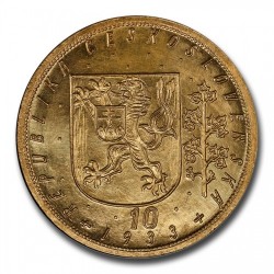 1933年 チェコスロバキア  10ダカット金貨 PCGS MS64