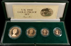 1980年 英国 ヤングエリザベス プルーフ金貨4枚セット