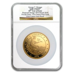1876 (2014年鋳造) $100 ゴールドユニオン5オンス ゴールドメダル NGC GEM Proof