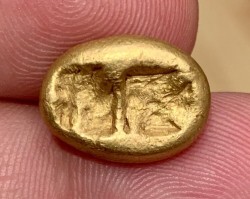 XF~AU 歴史上初の純金貨 古代リディア 561-546BC クロイソス ライト・スターテル金貨 XF