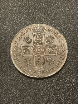 1705年に次ぐレア年 Pre-Unionの希少性の高い一枚 1706年 英国 アン女王 クラウン銀貨 PLUMES & ROSES