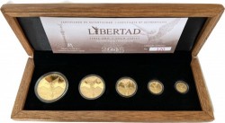わずか500セットのみ 2015年 メキシコ リベルタードプルー金貨5枚セット